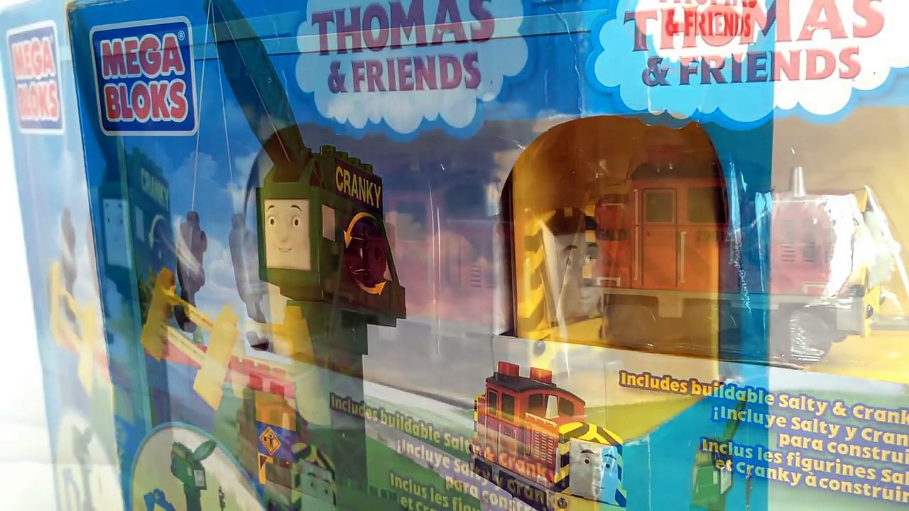 Thomas and Friends Mega Bloks Cranky The Crane and Salty - Unboxing Review - 4 Layouts Demo