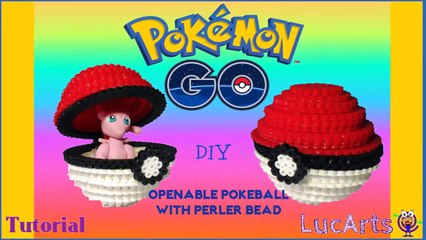 How to make an Openable Pokeball with perler bead inspired by Pokémon GO/ Pokeball con perler bead