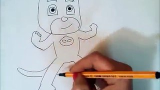 PJ Masks Cartoon Drawing Owlette Gekko Catboy charers draw kids