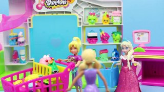 Barbie Shops with Frozen Elsa Magic Clip Doll DisneyCarToys Polly Pocket For Clothes and Shopkins