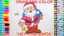 Drawing Santa Clause by Water Colors for Learning Colors and Coloring Pages Art For Kids