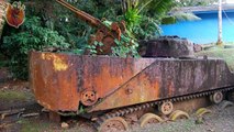 Abandoned Tanks WW2 In The Woods. Abandoned Military Vehicles In Forest. Old Rusty Tank Wrecks