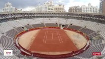 Así se transforma la plaza de toros de Valencia en pista de tenis