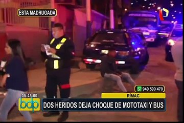 Rímac: choque de mototaxi y bus deja dos heridos