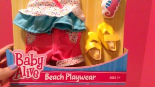 Baby Alive Sips n Cuddles Doll takes a Bath and gets New Beach Playwear Set
