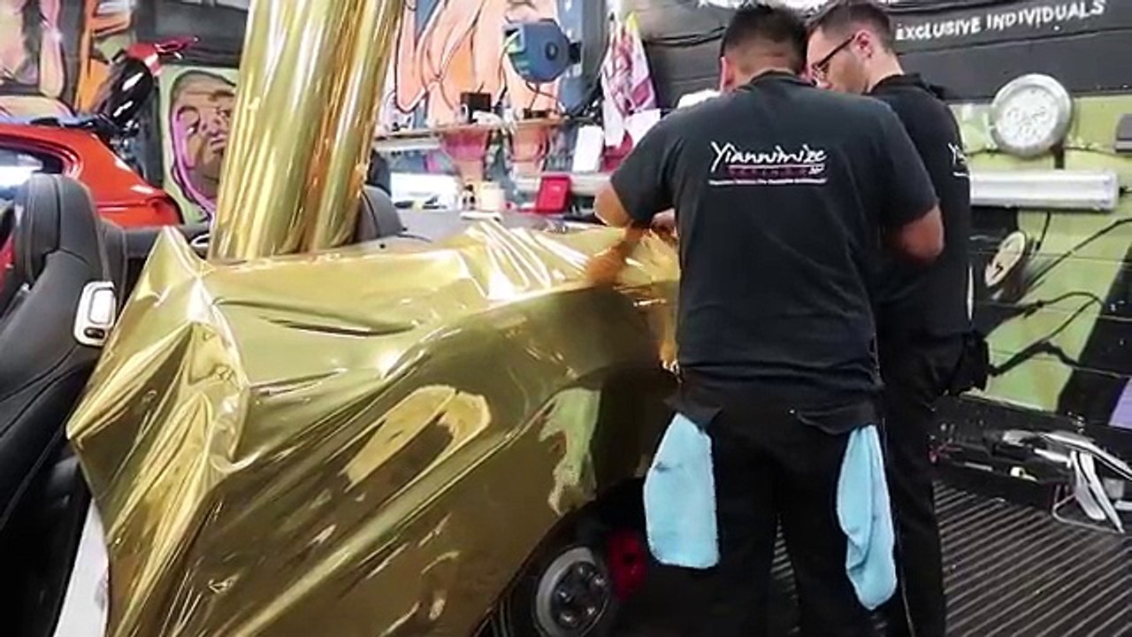 Bentley GTC wrapped Chrome Gold for UKs Gold Car Man