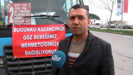 Minibüsçülerden Mehmetçik'e anlamlı destek