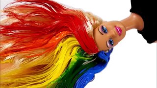 Hair Dye Barbie Doll Learn Colors Play Doh Modelling Clay Finger Family Song Nursery Rhymes For Kids
