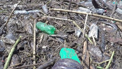 Tonnes of plastic waste cover river in southern Mexico