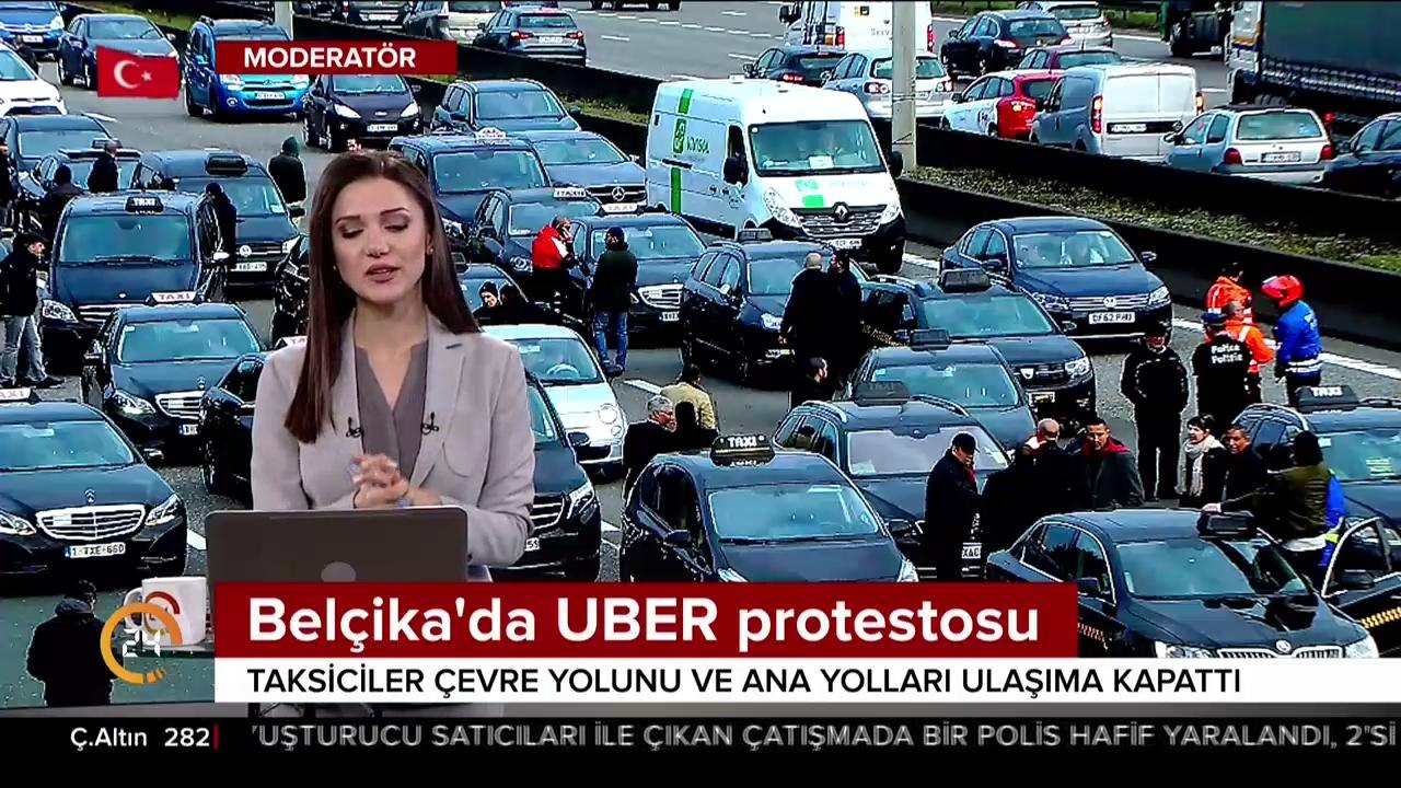 Belçika'da UBER protestosu