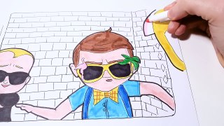 THE BOSS BABY Kids Coloring Book – Coloring Pages for Children - Boss Baby and Tim with Sunglasses