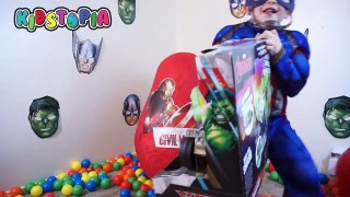 Captain America Civil War Giant Egg Surprise Toys for Kids Spiderman in real life