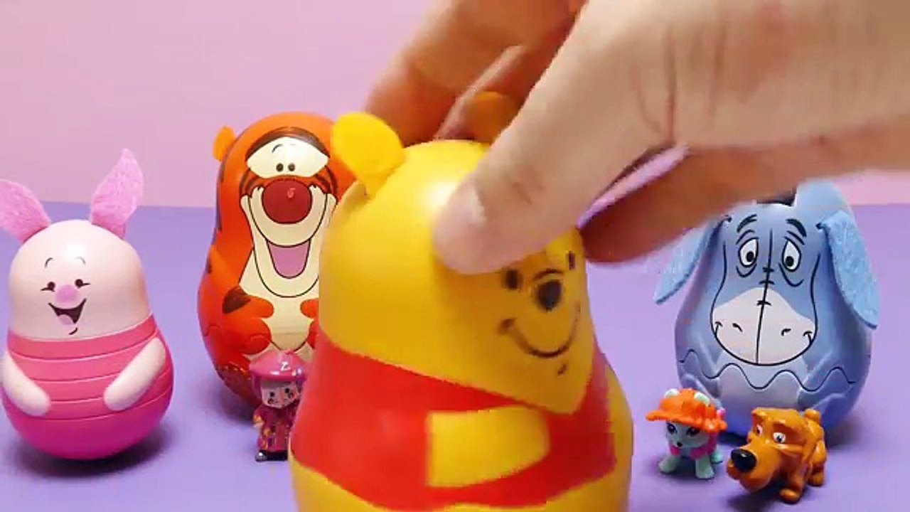 Winnie the Pooh Stacking Cups Surprise Eggs - Toys with Tigger Eeyore Piglet Play-Doh Magiclip