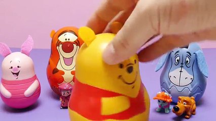 Winnie the Pooh Stacking Cups Surprise Eggs - Toys with Tigger Eeyore Piglet Play-Doh Magiclip