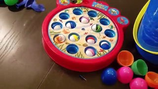 Learning to Count and Colors while playing Fishing Game with Surprise Eggs and Balloons Cars Fish