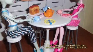 Como fazer uma mesa redonda para boneca Monster High, Pullip, Barbie e etc