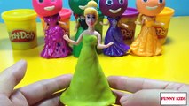 Learn Colors Play Doh Smiley Face Disney Princess Dress Up Frozen Elsa Cinderella Ariel Anna Belle