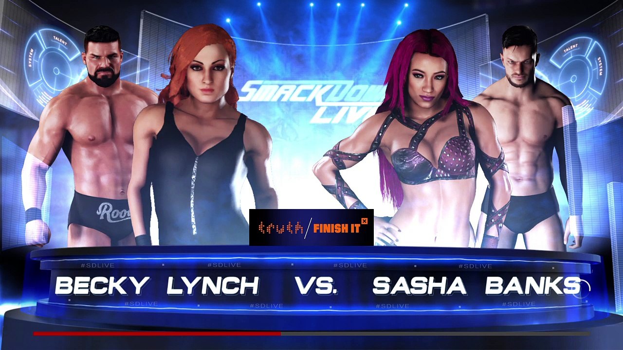 WWE 2K18 BeckLynch with Roode vs SashaBanks with FinnBalor
