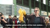 Pro-independence demonstration in Barcelona train station
