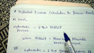 Hydro test Pressure Calculation for Pressure vessel and  Piping