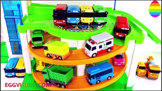 Tayo the Little Bus Friends Parking Garage Learn Colors Numbers Surprise Toys Cars EggVideos.com