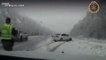 Utah trooper hit by skidding car