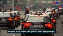 Brüksel’de Taksi Şoförlerinden Uber Protestosu