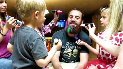 7 KIDS turn their DADS BEARD into a RAINBOW! RAINBOW SANTA!