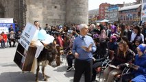 Erzurum’da eşekli, at arabalı Kütüphane Haftası etkinliği