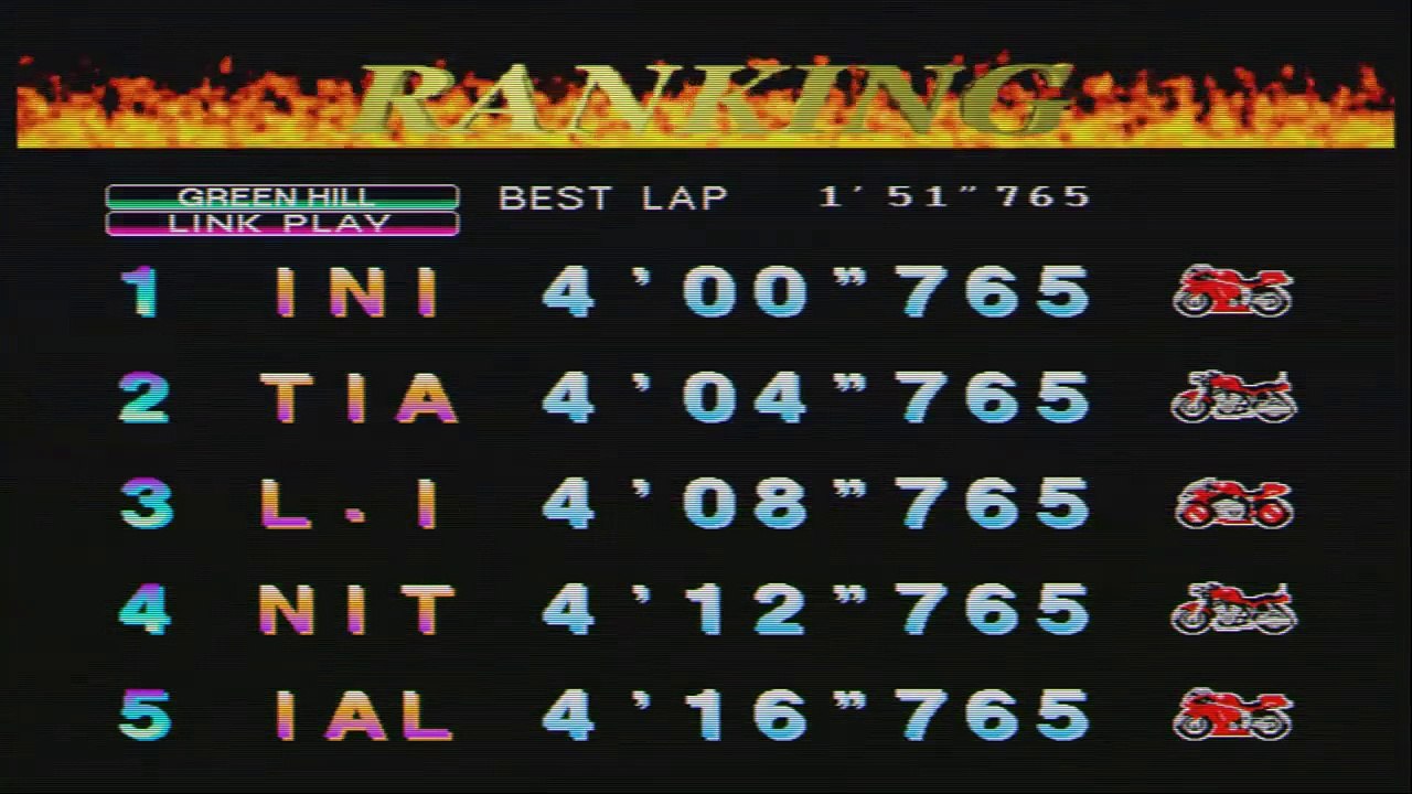 Cyber Cycles by Namco (1995) - 1080p 60fps Green Hill track on MAME