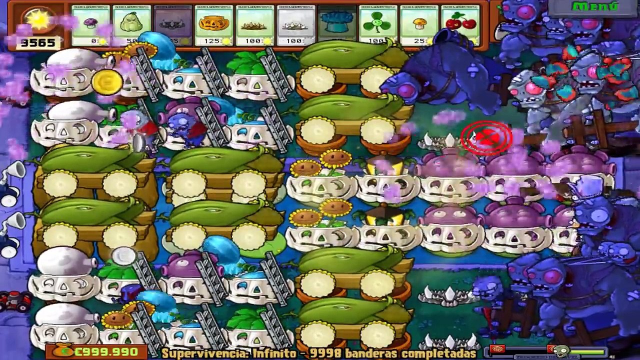 PLANTS VS ZOMBIES 100% SUPERVIVENCIA INFINITA BANDERA (10000)