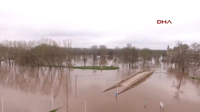 Edirne - Tunca ve Meriç Nehri'ndeki Taşkın Havadan Görüntülendi