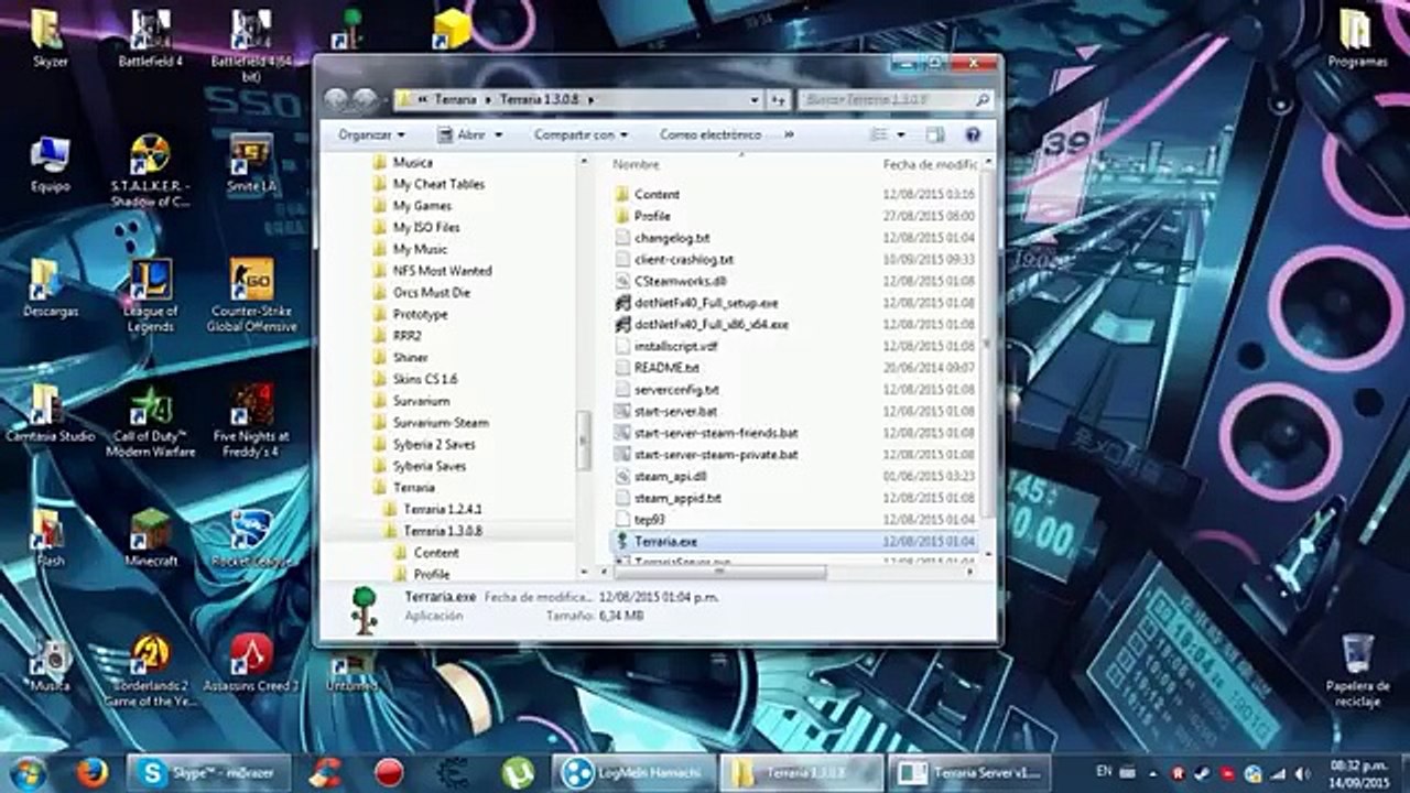 Como Crear un Servidor de Terraria 1.3 Pirata/Steam con Hamachi Facil y Rapido | 2016 | Skyzer