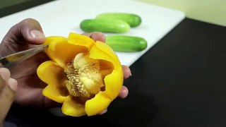 Art In Yellow Bell Pepper Flower Carving Garnish - Fruit & Vegetable Carving Designs
