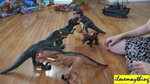 Dinosaur Toys: WWII German Tiger 1 Tank Versus Dinosaurs! T-Rex, Raptor, etc..