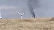 Wind Turbine Catches Fire, Billows Black Smoke South of Weatherford