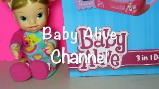 Baby Alive 3 in 1 Doll Play set with Tickles N Cuddles Feeding! Car Seat, High Chair & Swing