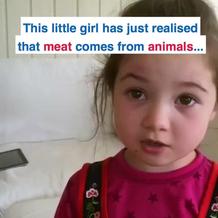 This girl is absolutely distraught about eating meat! 