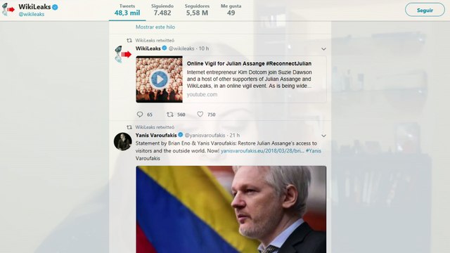 Wikileaks convoca una vigilia online por Assange
