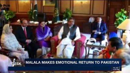i24NEWS DESK | Malala makes emotional return to Pakistan | Thursday, March 29th 2018