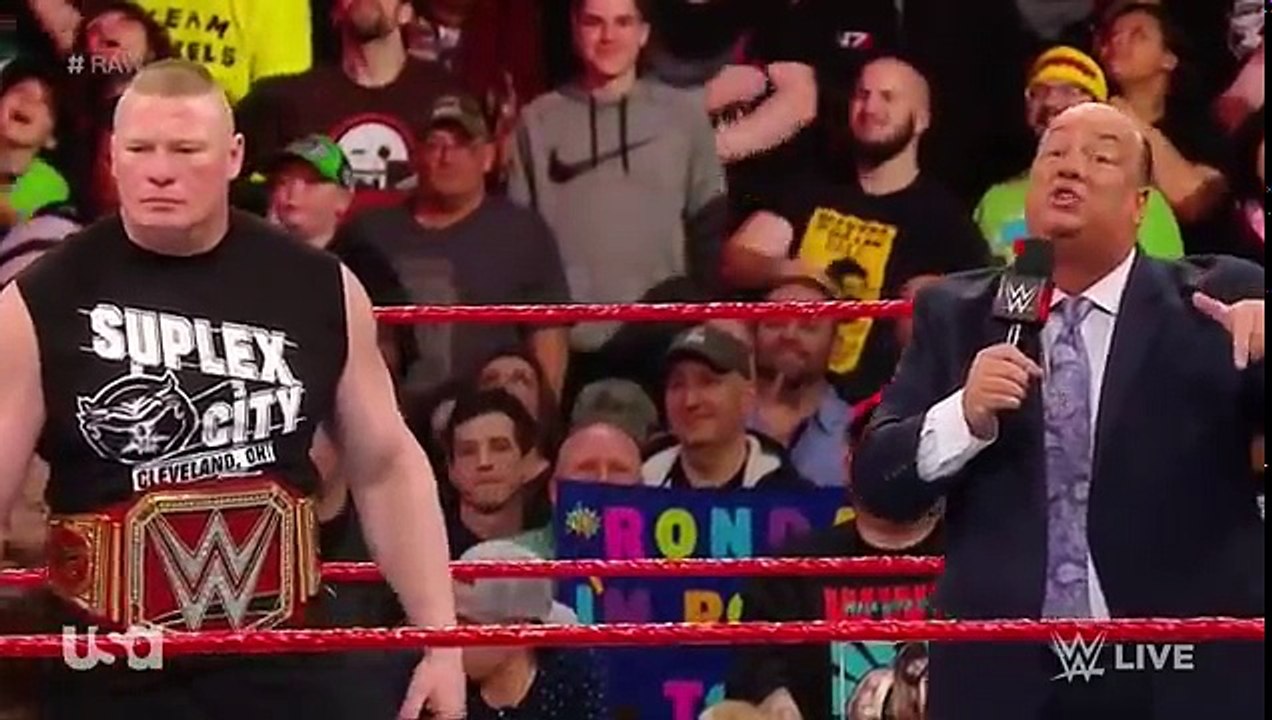 Injured Roman Reigns crashes again Brock Lesnar - WWE RAW 26th March 2018