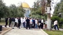 Fanatik Yahudiler İsrail polisinin eşliğinde Mescid-i Aksa'nın avlusuna girdi - KUDÜS