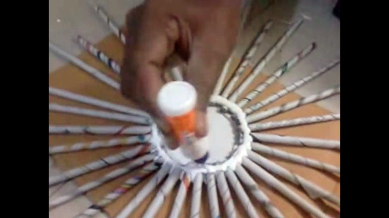 DIY_ How to make wall clock with news paper tubes_ rolls - sun model - best out
