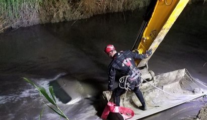 Nehre düşen otomobilin üstüne çıkarak canını kurtardı