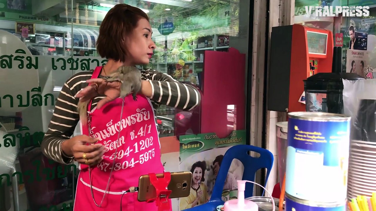Coffee Seller With Pet Squirrel