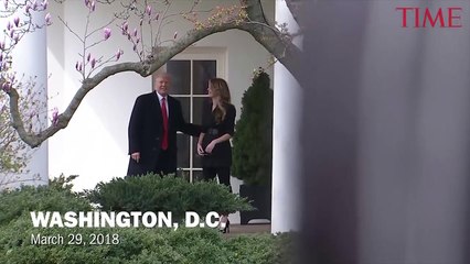Donald Trump Awkwardly Leaning Into Kiss Hope Hicks Goodbye Has Become A Meme