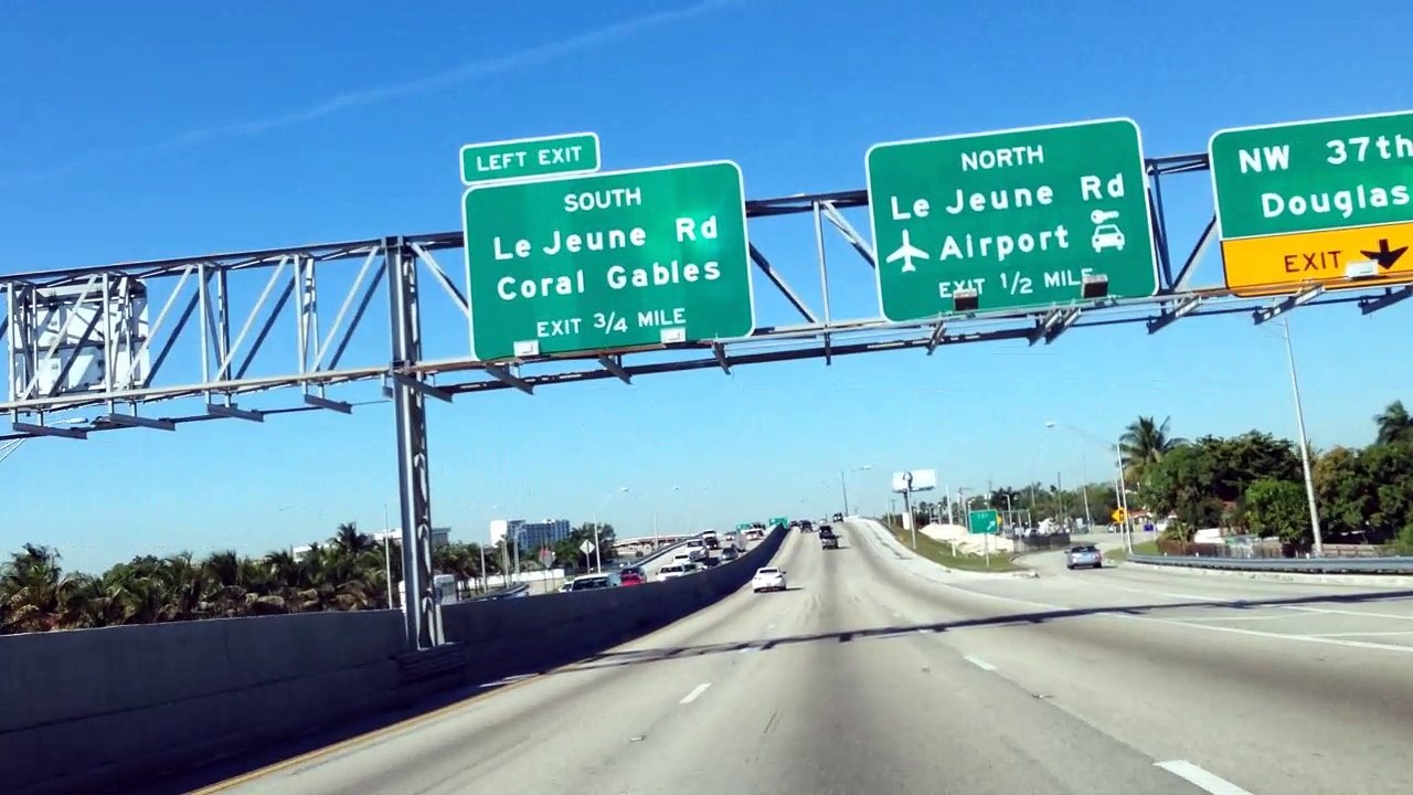 Driving on I95 Southbound next to Miami International Airport