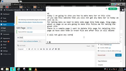 How to setup Menu bar # WordPress Tutorial # 5