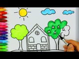 Ev ağaç bulut güneş nasıl çizilir - Çizelim Boyayalım