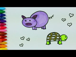 Domuz ve kaplumbağa nasıl çizilir - Çizelim Boyayalım